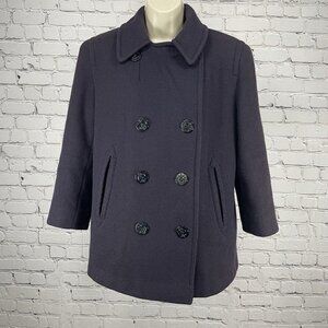 VTG Alorna Purple Wool Double Breast Peacoat Lined Coat USA Petite Medium M
